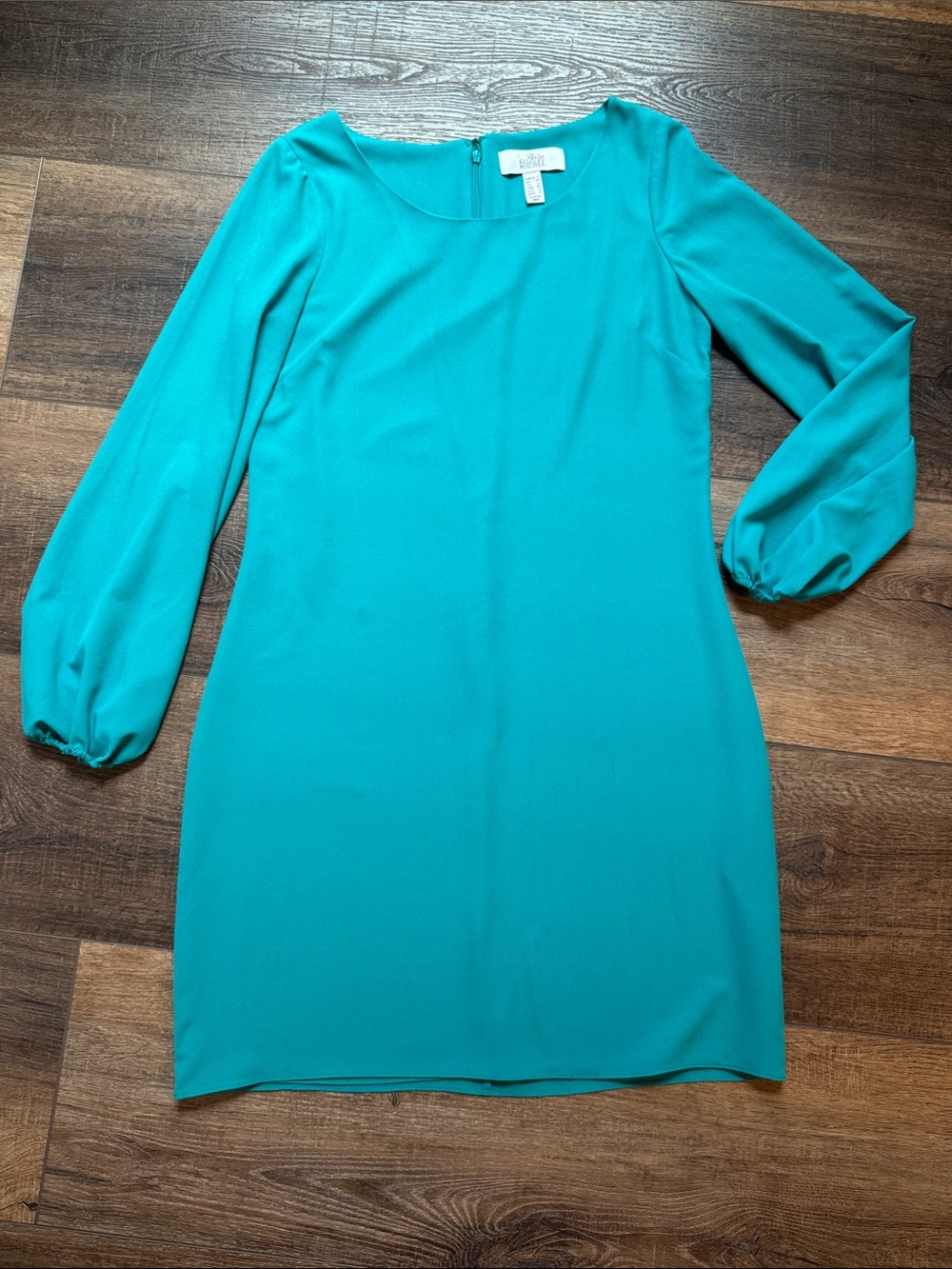 Badgley Mischka Teal Long-Sleeve Shift Dress